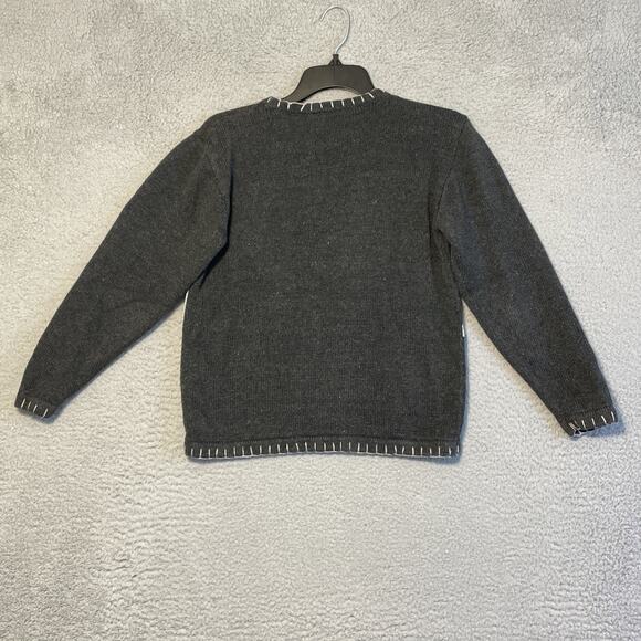 Vintage Ugly Christmas Sweater Grey Knit Ramie Cotton Blend Size Small Crew Neck - Picture 11 of 15